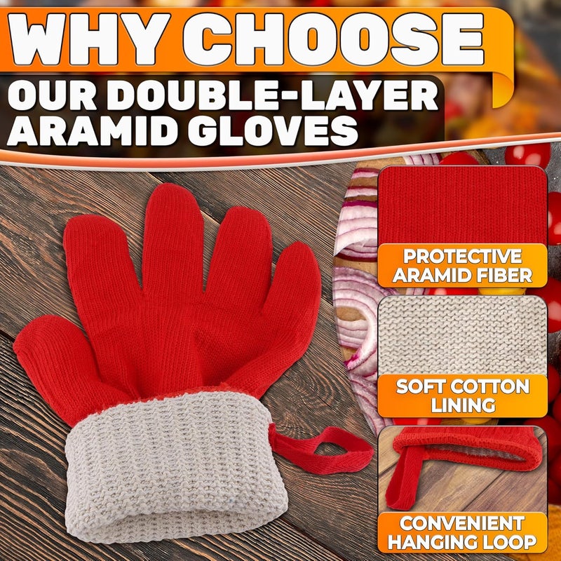 V TOWER Heat Resistant Gloves for Cooking & Grilling – Aramid Oven Gloves with Fingers, Lightweight BBQ Gloves with Cotton Lining, Non-Slip, 9.45"x3.94" Kitchen Mitts for Baking & Frying, Great Gift for Chefs - Image 3